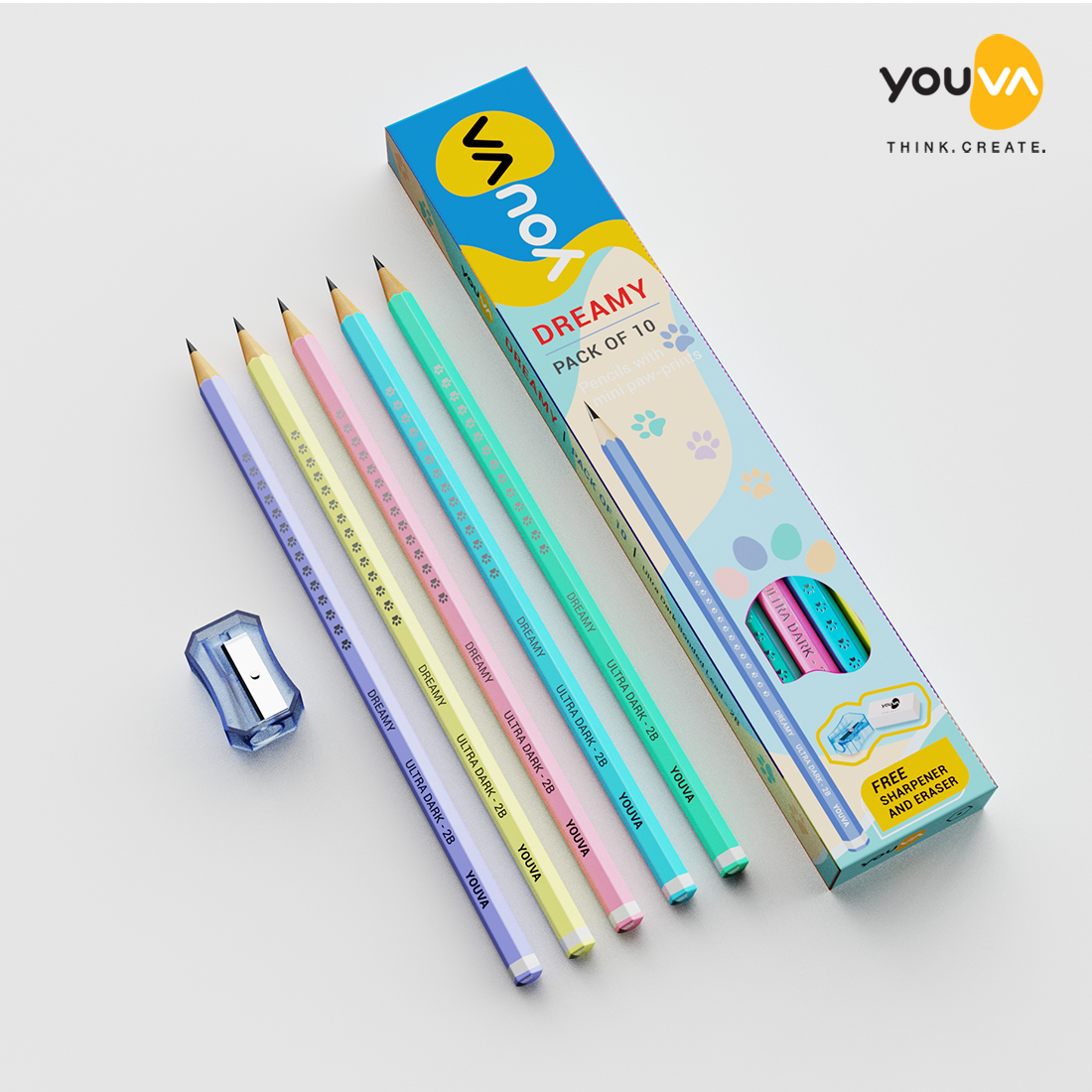 Youva Dreamy Pencil | Pack of 10 | Pencil with pastel shades | For School Students by Navneet