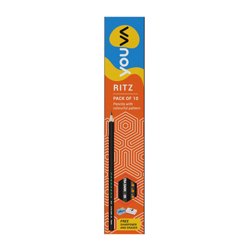 Youva Ritz Pencil | Pack of 10 | Pencil with colourful patterns | For School Students by Navneet