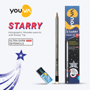 Youva Starry Pencils Ultra Dark-3B| Pack of 10| For Students by Navneet