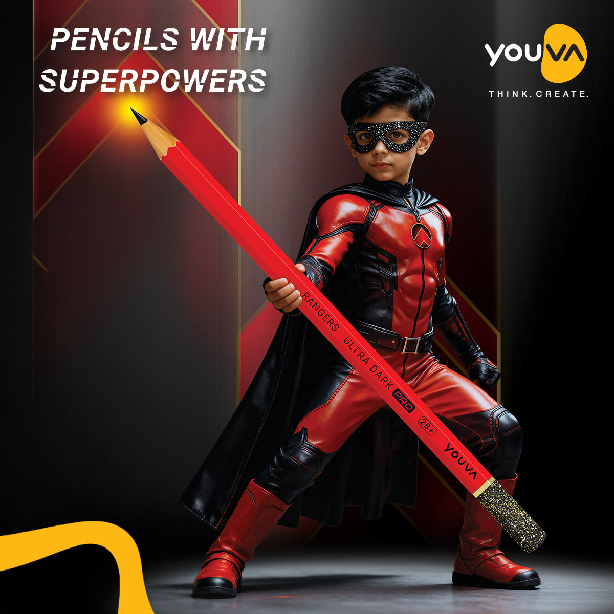 Youva Rangers Pencil | Pencil with Glitter Tip |For School Students | By Navneet | Pack of 10