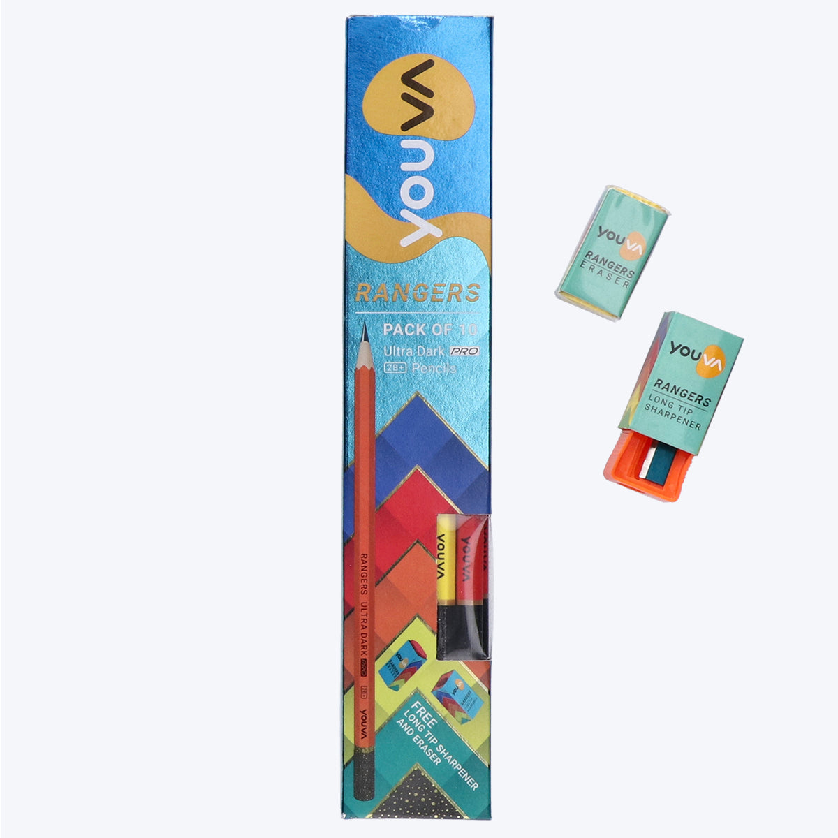 Youva Rangers Pencil | Pencil with Glitter Tip |For School Students | By Navneet | Pack of 10
