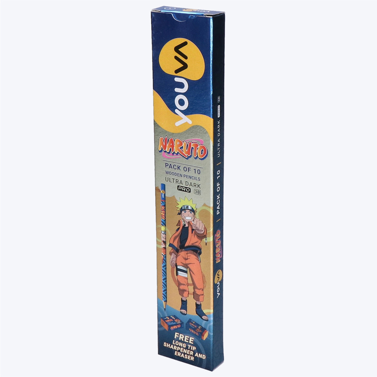 Youva NARUTO Pencils Ultra Dark 3B PRO| Pack of 10| For Students by Navneet