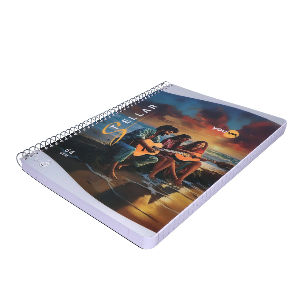 Youva STELLAR Spiral Long Notebook| Single Line| 400 Pages | A4 Size 21cm x 29.7cm|  For Students by Navneet