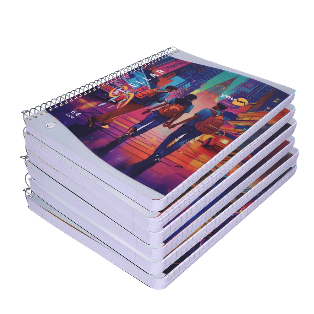 Youva STELLAR Spiral Long Notebook| Single Line| 400 Pages | A4 Size 21cm x 29.7cm|  For Students by Navneet