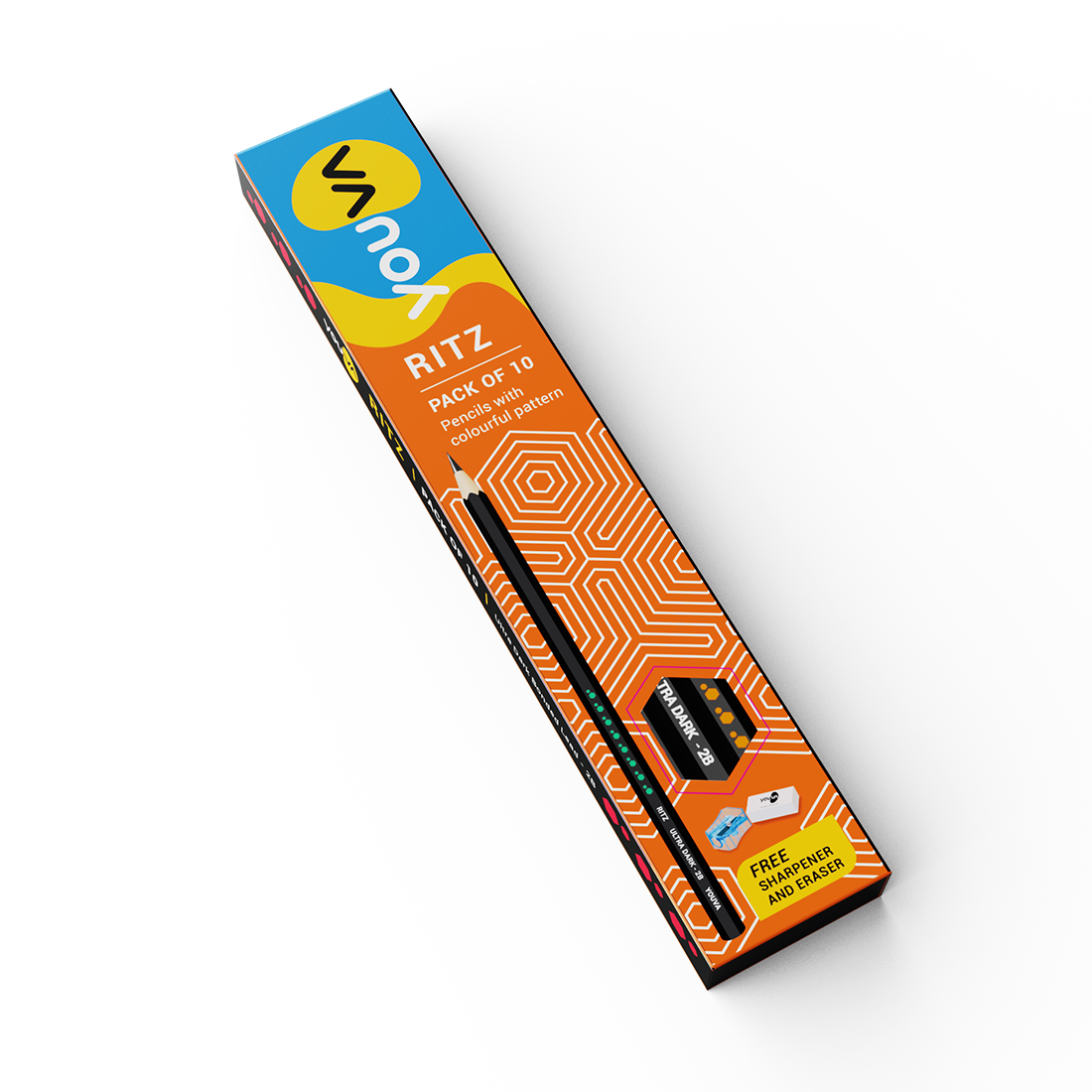 Youva Ritz Pencil | Pack of 10 | Pencil with colourful patterns | For School Students by Navneet