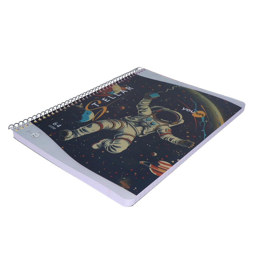 Youva STELLAR Spiral Long Notebook| Single Line| 300 Pages | A4 Size 21cm x 29.7cm|  For Students by Navneet