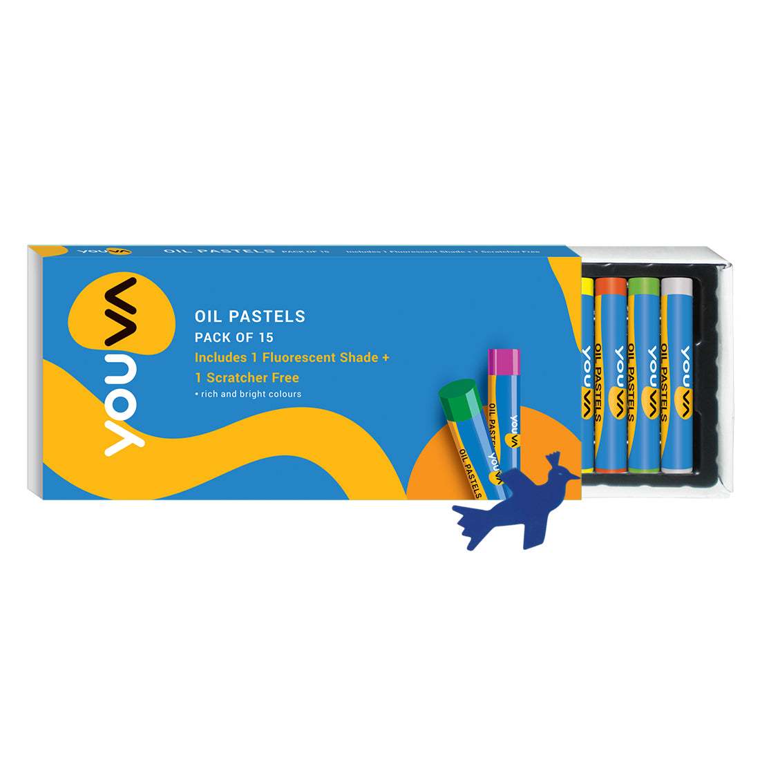 Navneet Youva | Oil Pastels for Kids and Beginners | For Drawing and Colouring | Pack of 15